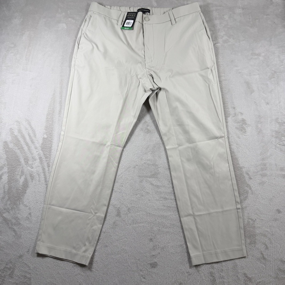 Banana Republic Mens Commuter Flex Pants Tan 38x29 Stretch Slim Fit Work